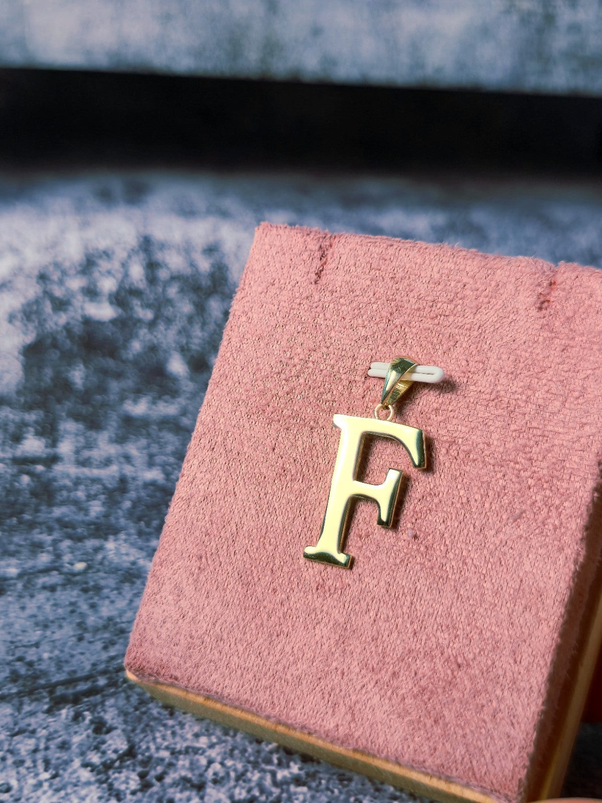 New Solid 9K Yellow Gold Initial Letter F Pendant Personalised 32mm Hallmarked