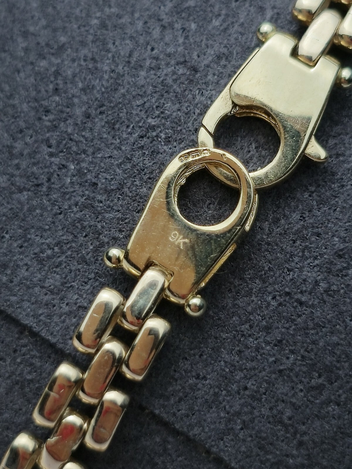 New 9ct Rose Gold Brick Link Bracelet Panthere Style Unisex 5mm Wide 7.5'' Long