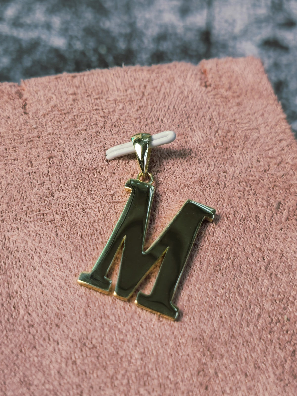 New 9K Yellow Gold Initial M Pendant Personalised 36mm Long Big Loop Hallmarked