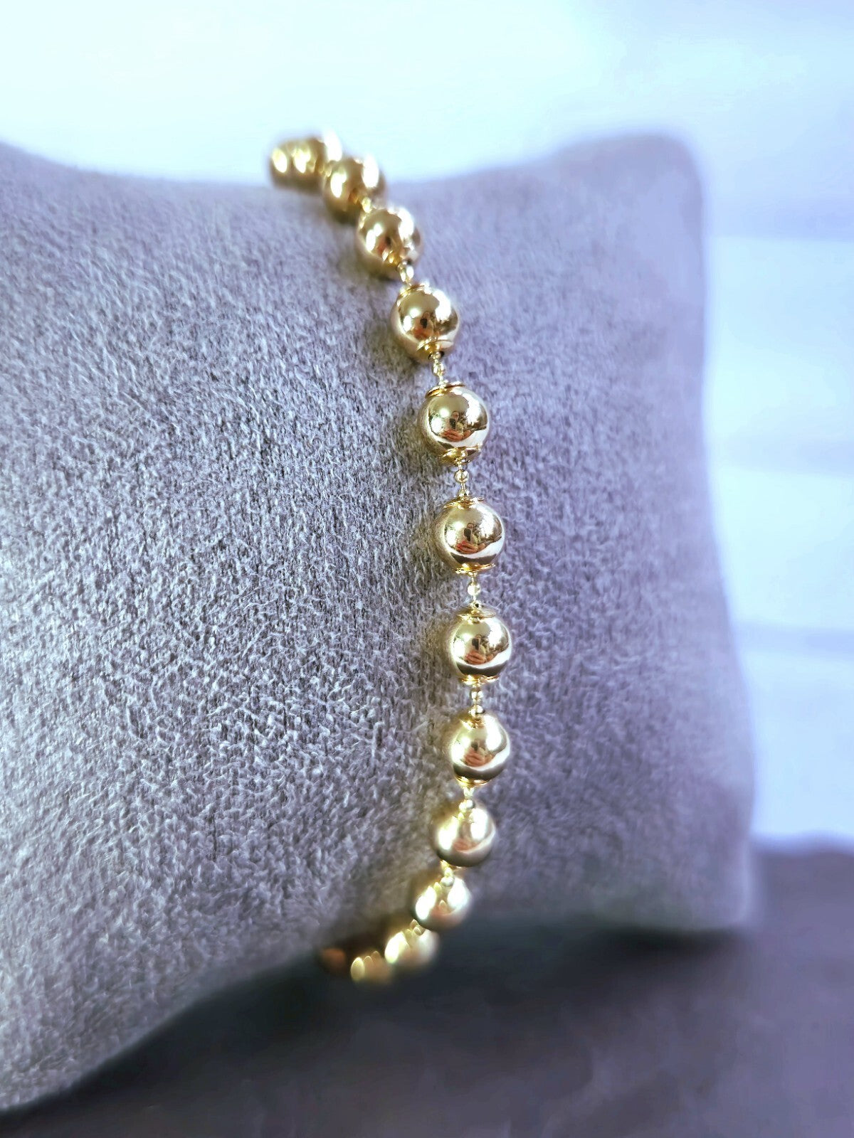 New Solid 9ct Yellow Gold Bracelet Ball Bead Balls 5mm Lovely 7,5inch long