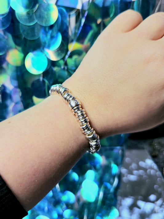 925 Sterling Silver LINKS OF LONDON Heavy Circle Expandable Stretching Bracelet