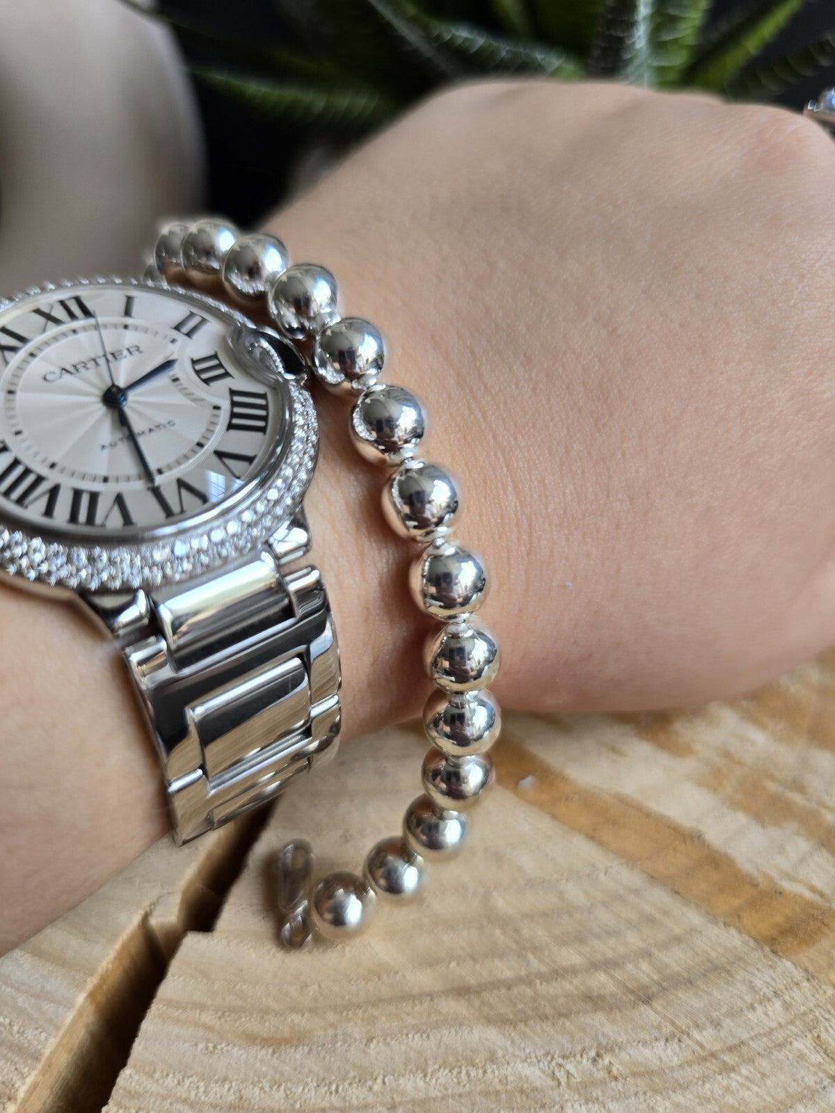 New 925 Sterling Silver Chunky 8mm Ball Bracelet 20grams Bead 21cm
