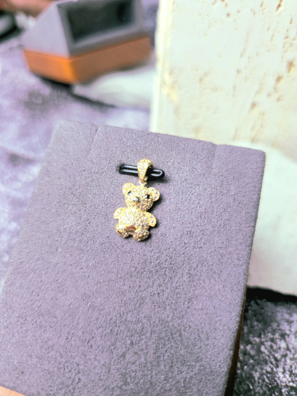New Solid 9ct Yellow Gold Pendant Teddy Bear Cubic Zirconia Kids Gift Baby Cute