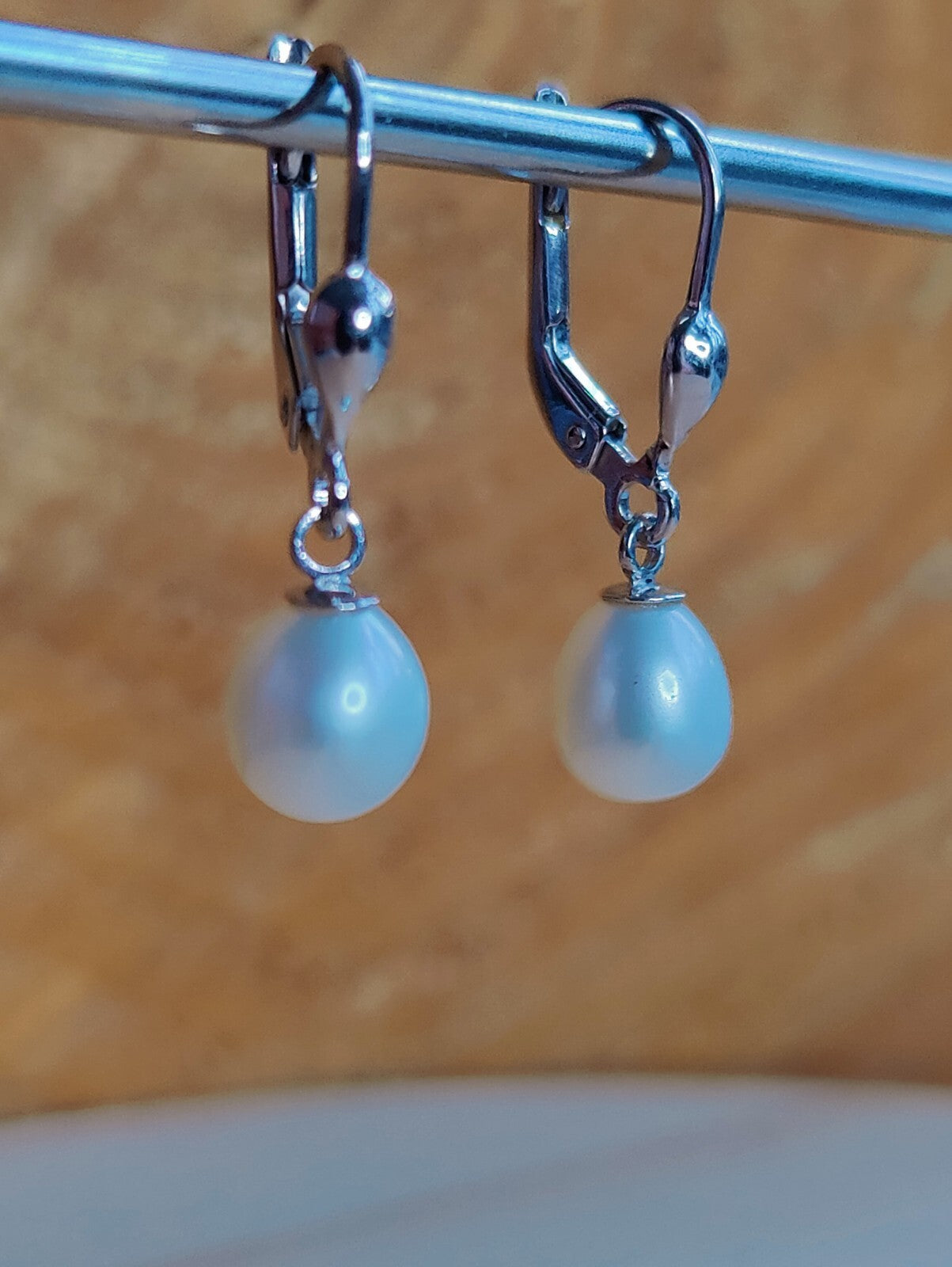 New Solid 9ct White Gold Pearl Drop Earrings Genuine Real Pearl Hallmarked