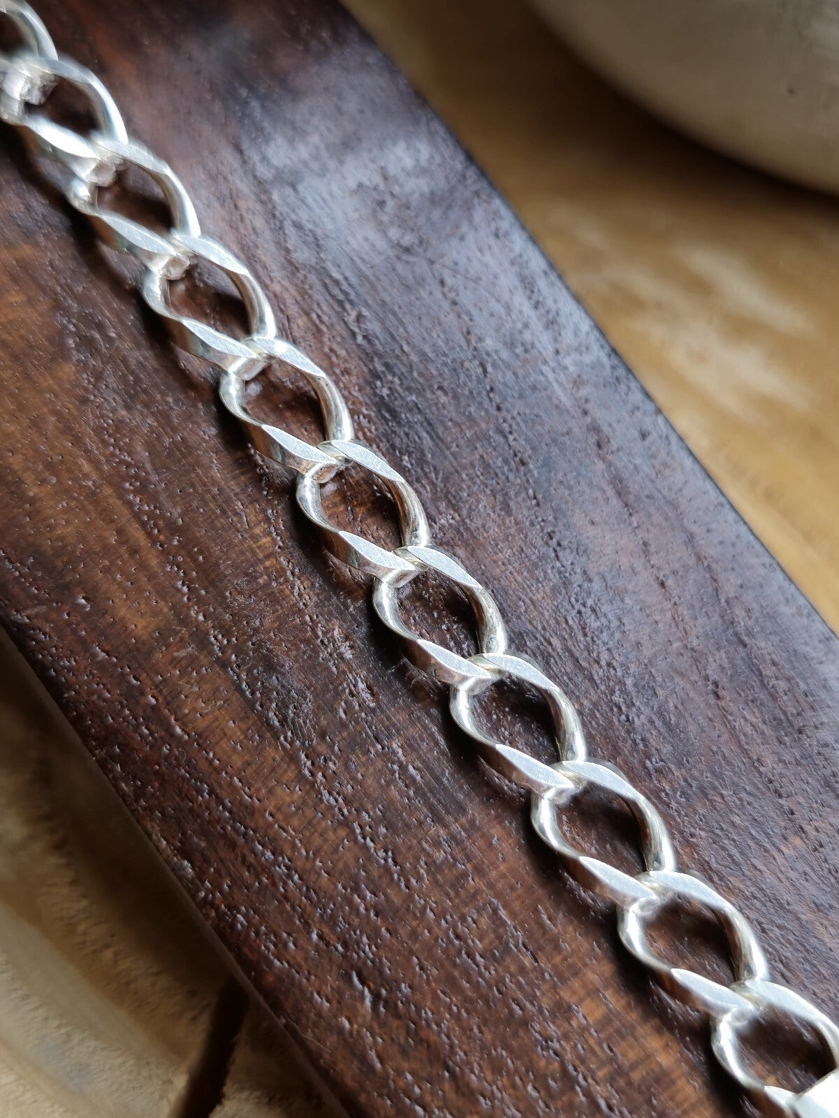 925 Sterling Silver Solid Chain Bracelet 11.5grams Curb Link 7mm 7,5 inch
