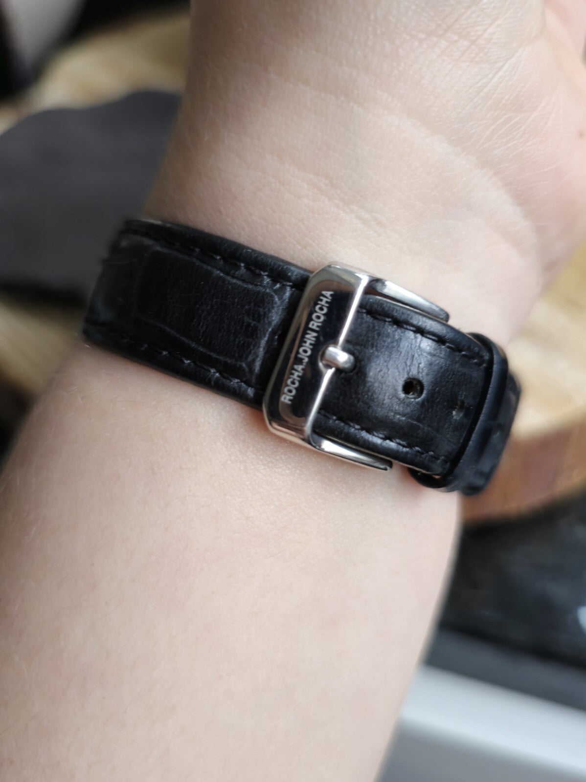 Beautiful Rocha John Rocha Watch Mother of Pearl Dial Leather Strap Chronograph
