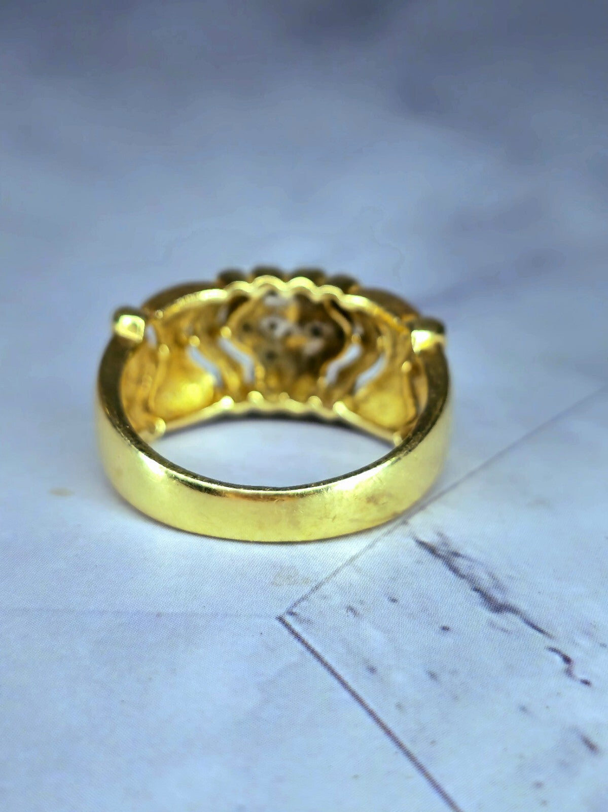 Solid 14k Yellow Gold Jewellery Set of Diamond Ring and Earrings Omega Clasp Mat