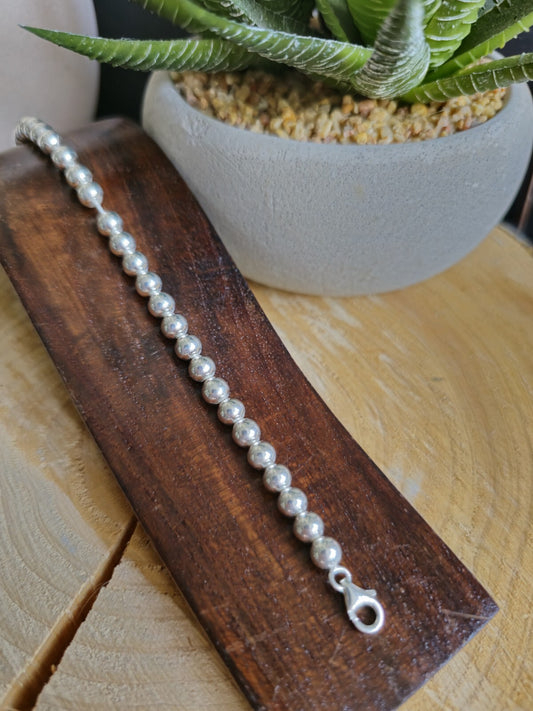 New 925 Sterling Silver Chunky 6mm Ball Bracelet 11grams Bead 19cm