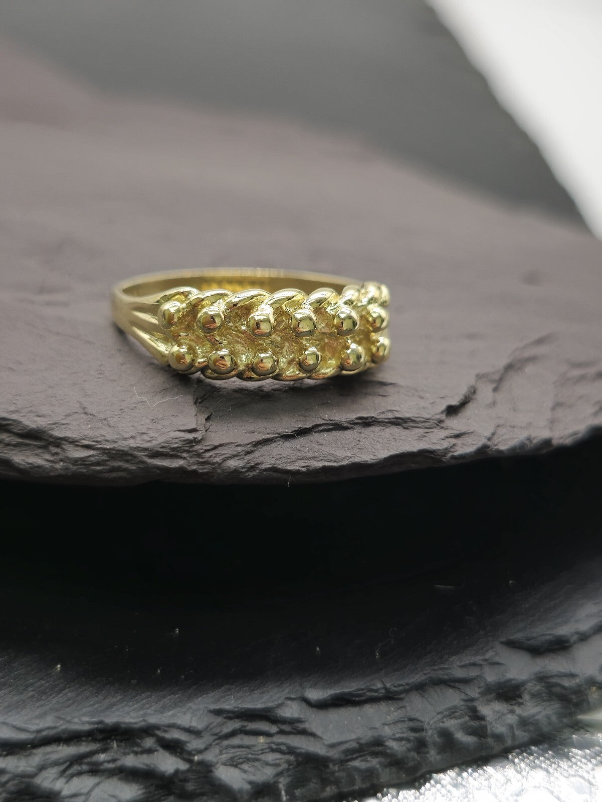 New Solid 9ct Yellow Gold Men's Signet Keeper Ring size: T Hallmarked Two Row