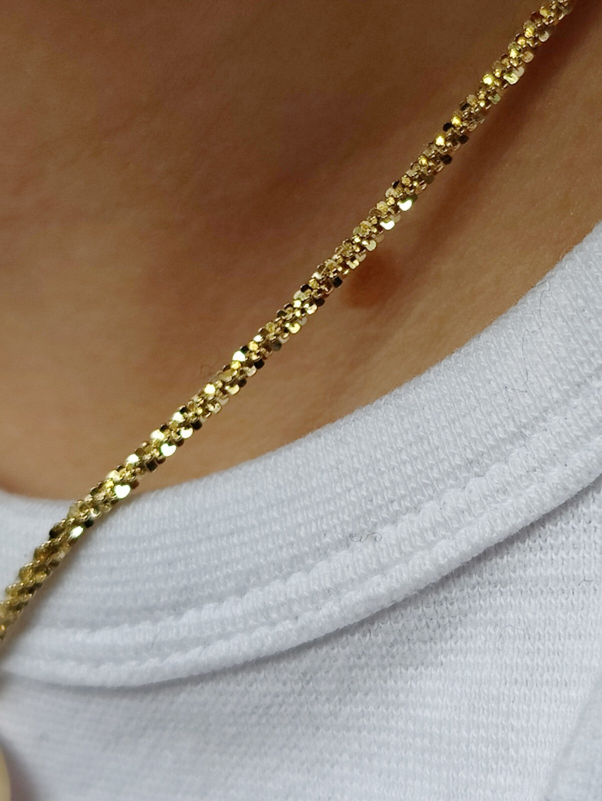 Lovely 925 Sterling Silver 18ct Yellow Gold Plated Fancy Chain 18inch long