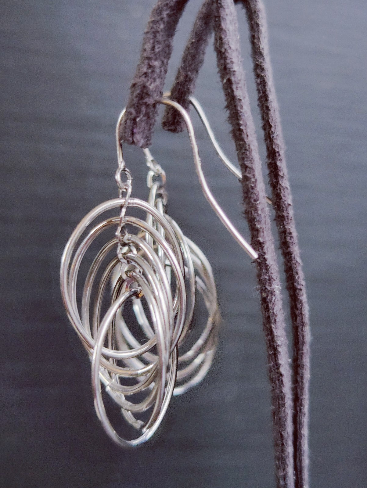 NEW 9ct Sold White Gold Drop Dangling Earrings Fancy Twisted Circles