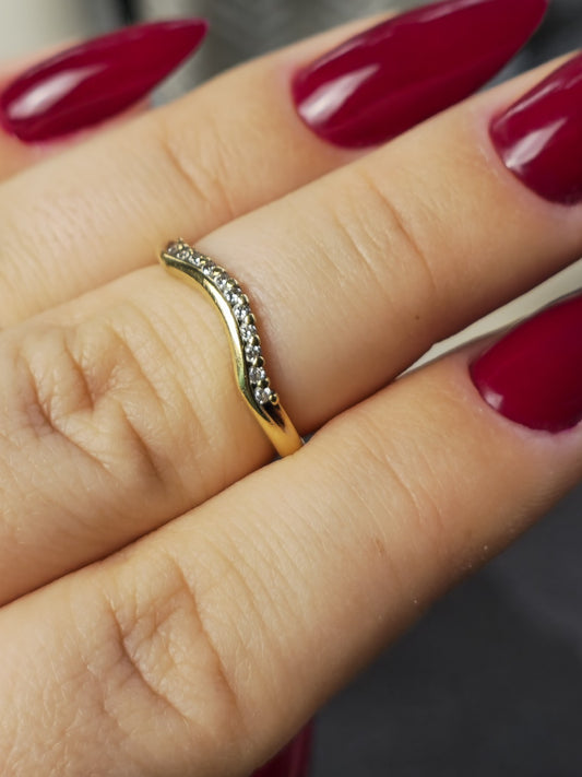 Solid 18ct Yellow Gold Wedding Band Half Eternity Ring size 'L' DIA: 0.18ct