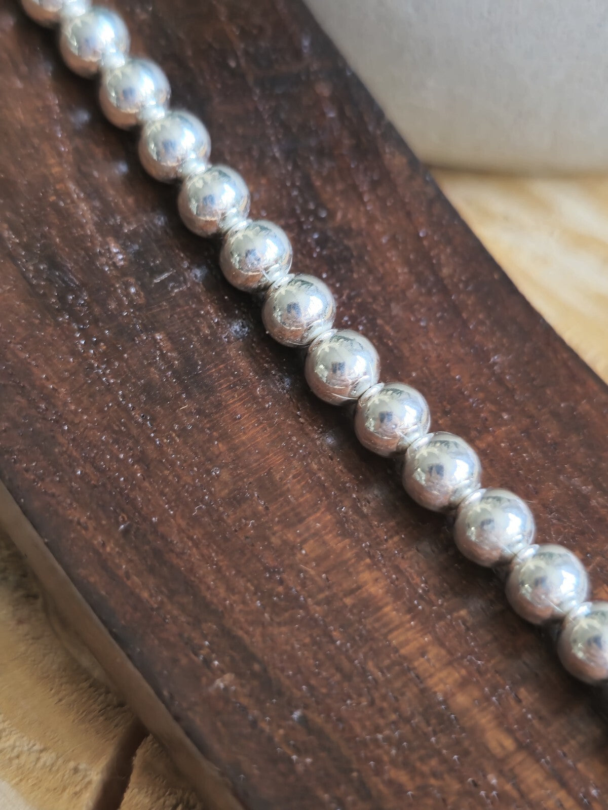 New 925 Sterling Silver Chunky 6mm Ball Bracelet 11grams Bead 19cm