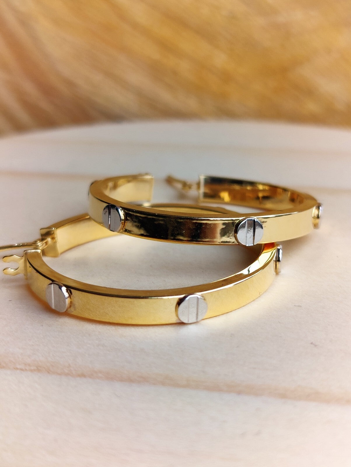 NEW Gold Screw Hoop Earrings 3.8grams 9ct Yellow Gold 30mm Hallmarked New