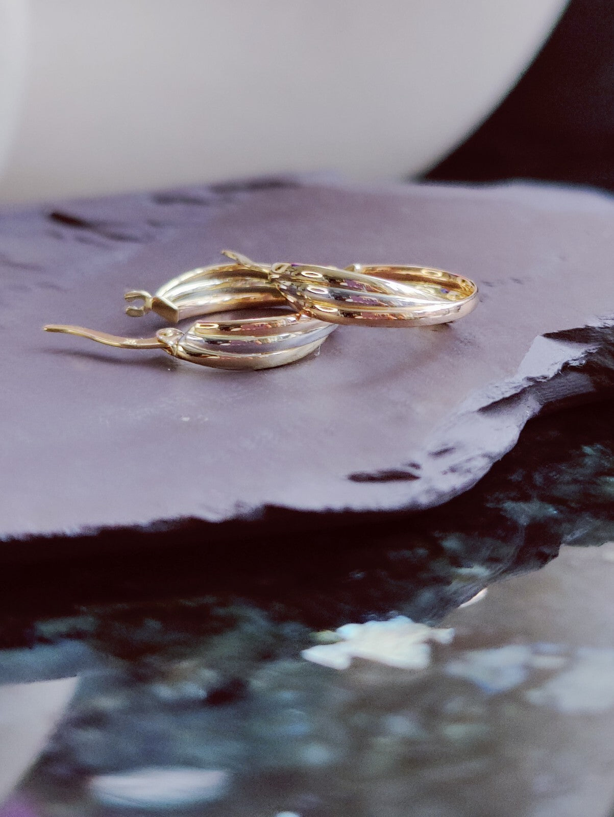 9ct Solid Multicolour Gold Hoop Earrings Gold. Hoops 17mm Small Gold Hoops