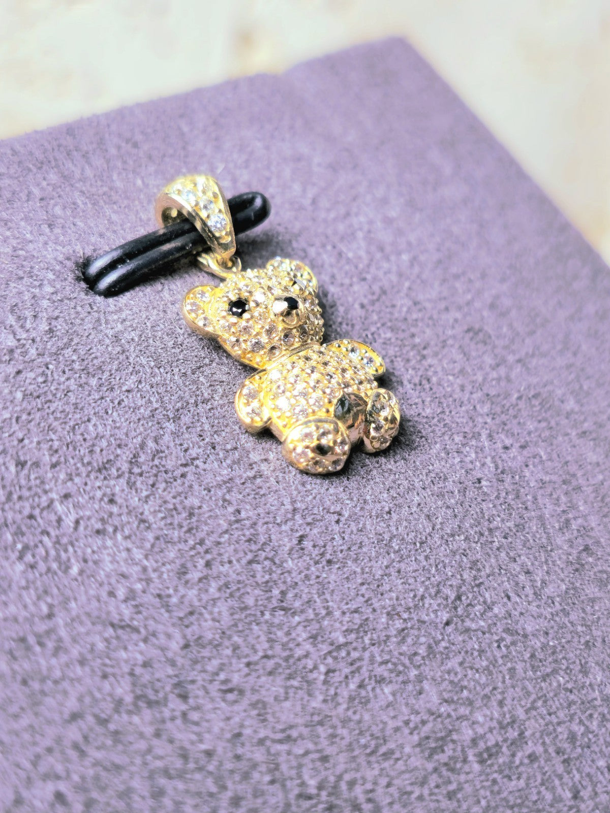 New Solid 9ct Yellow Gold Pendant Teddy Bear Cubic Zirconia Kids Gift Baby Cute