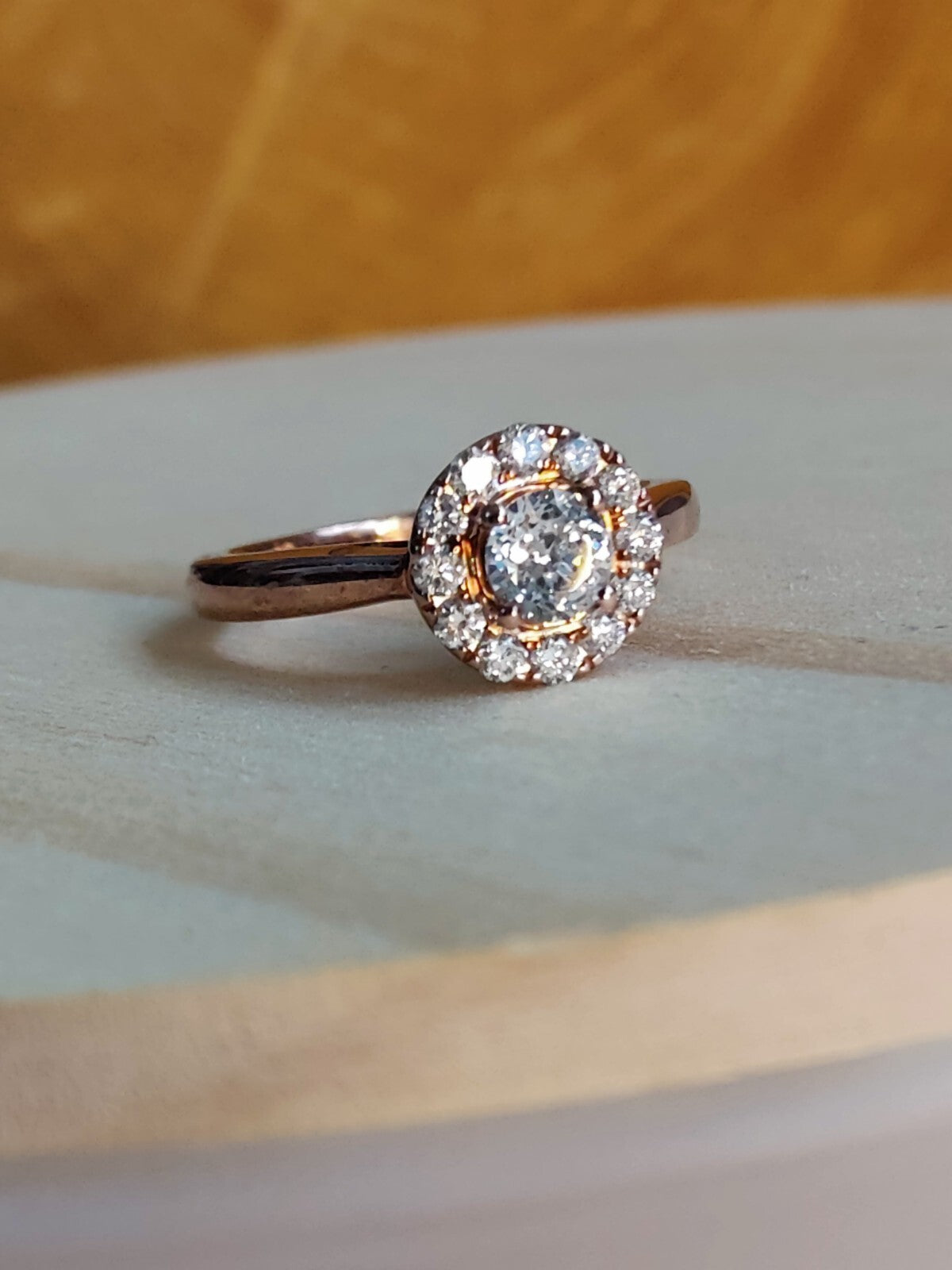 Certified 18ct Rose Gold 0.5ct Diamond Cluster Engagement Ring Flower Size J