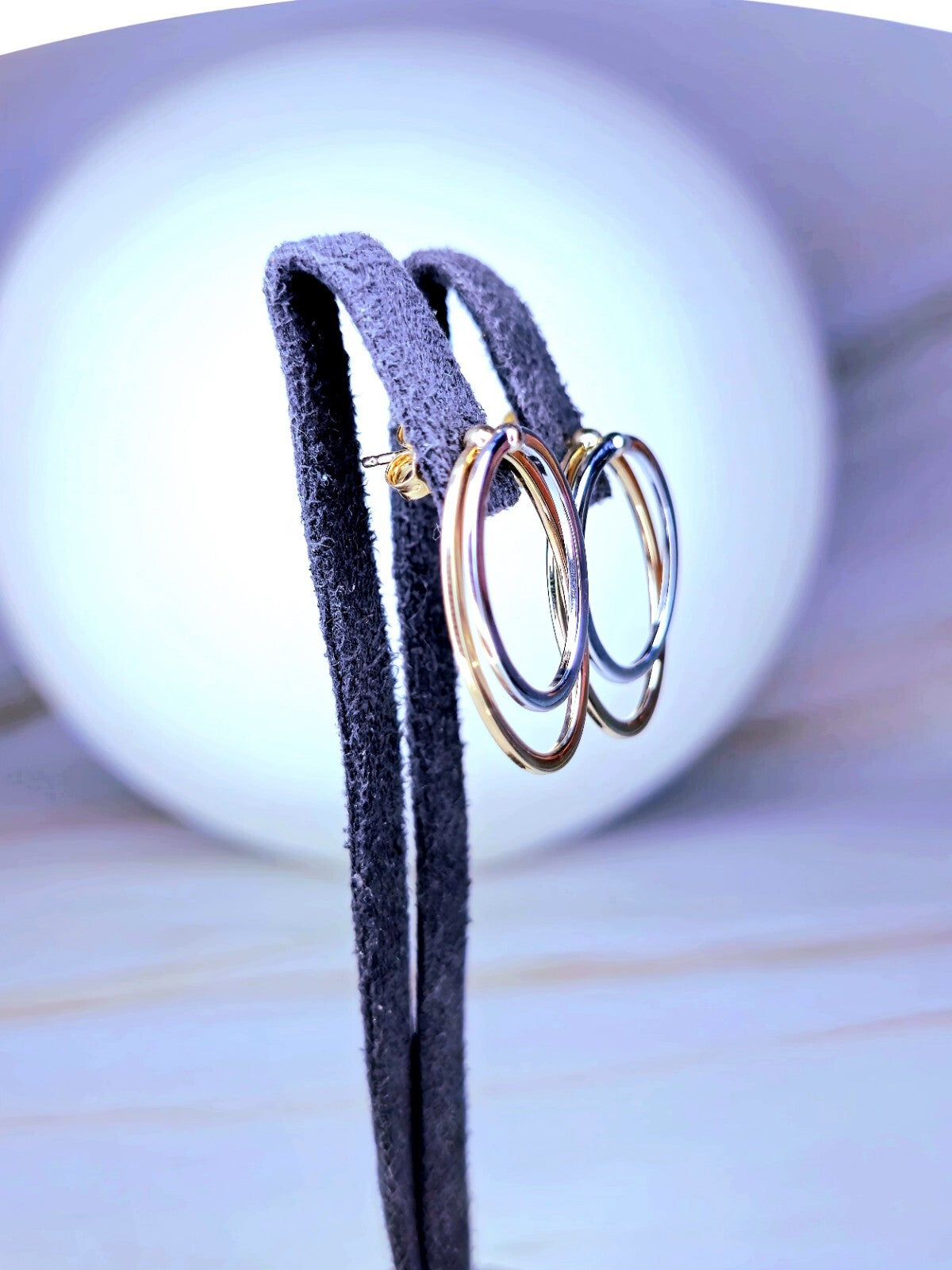 Solid 9ct Yellow/White Gold Oval Shape Stud Earrings Two Ways Studs Removable