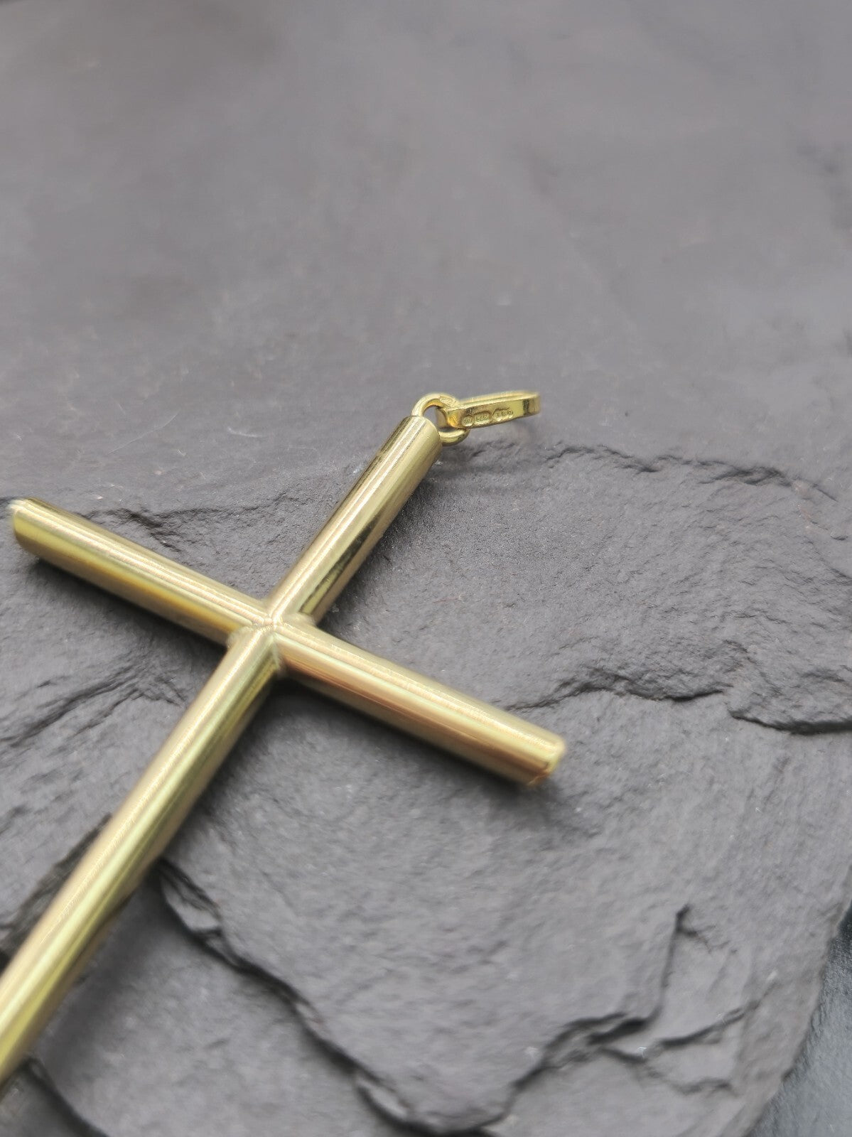 New Solid 9ct Yellow Gold Plain Cross Simple Pendant 55mm x 30mm Hallmarked