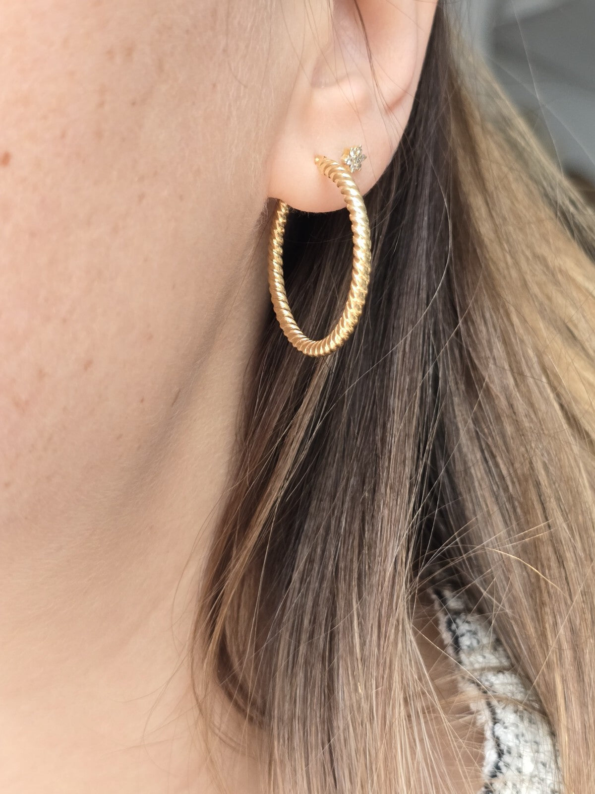 NEW 9ct Solid Yellow Gold Hoop Earrings Creole 30mm Hoops