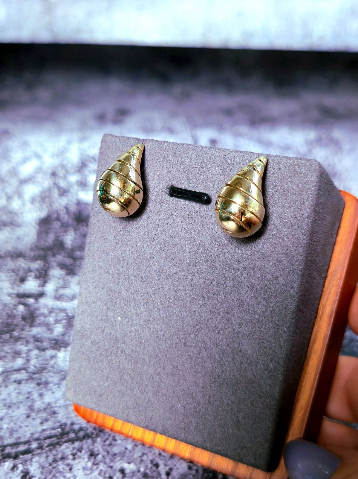 New 9k Yellow Gold Fashion Waterdrop Open Studs Drop Earrings Bottega Chunky