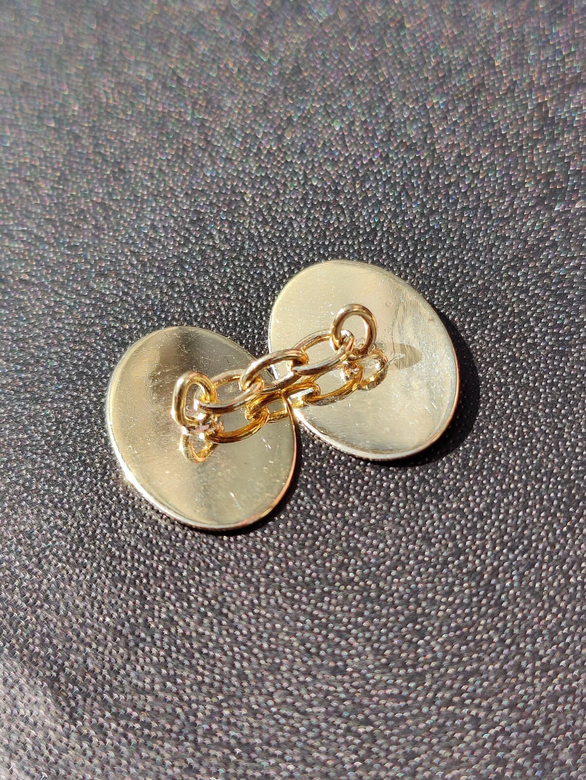 Vintage 9ct Solid Yellow Gold Classic Oval Cufflinks Engraved G.Z 4.75gram Chain