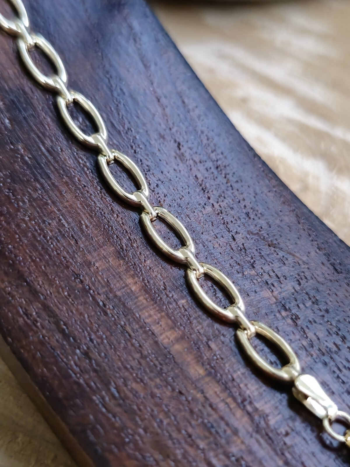 Solid 9ct Yellow Gold BRACELET Square Oval Link Style 7.5inch HALLMARKED