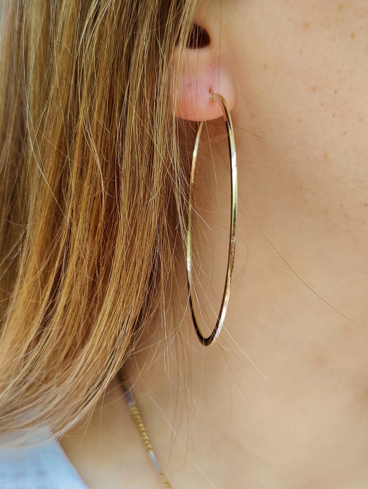 9ct Yellow Gold Hoop Earrings 3.2grams 60mm Flat Not Hollow Hallmarked New