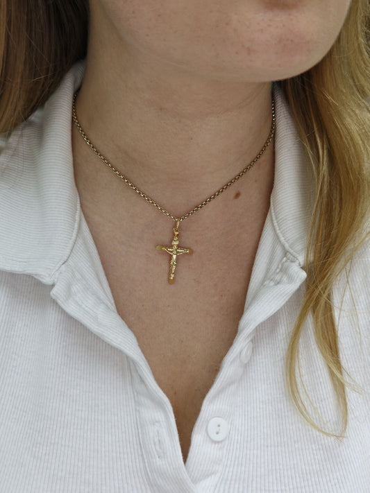 New Solid 9ct Yellow Gold Cross with Jesus Pendant 35mm x 20mm Hallmarked