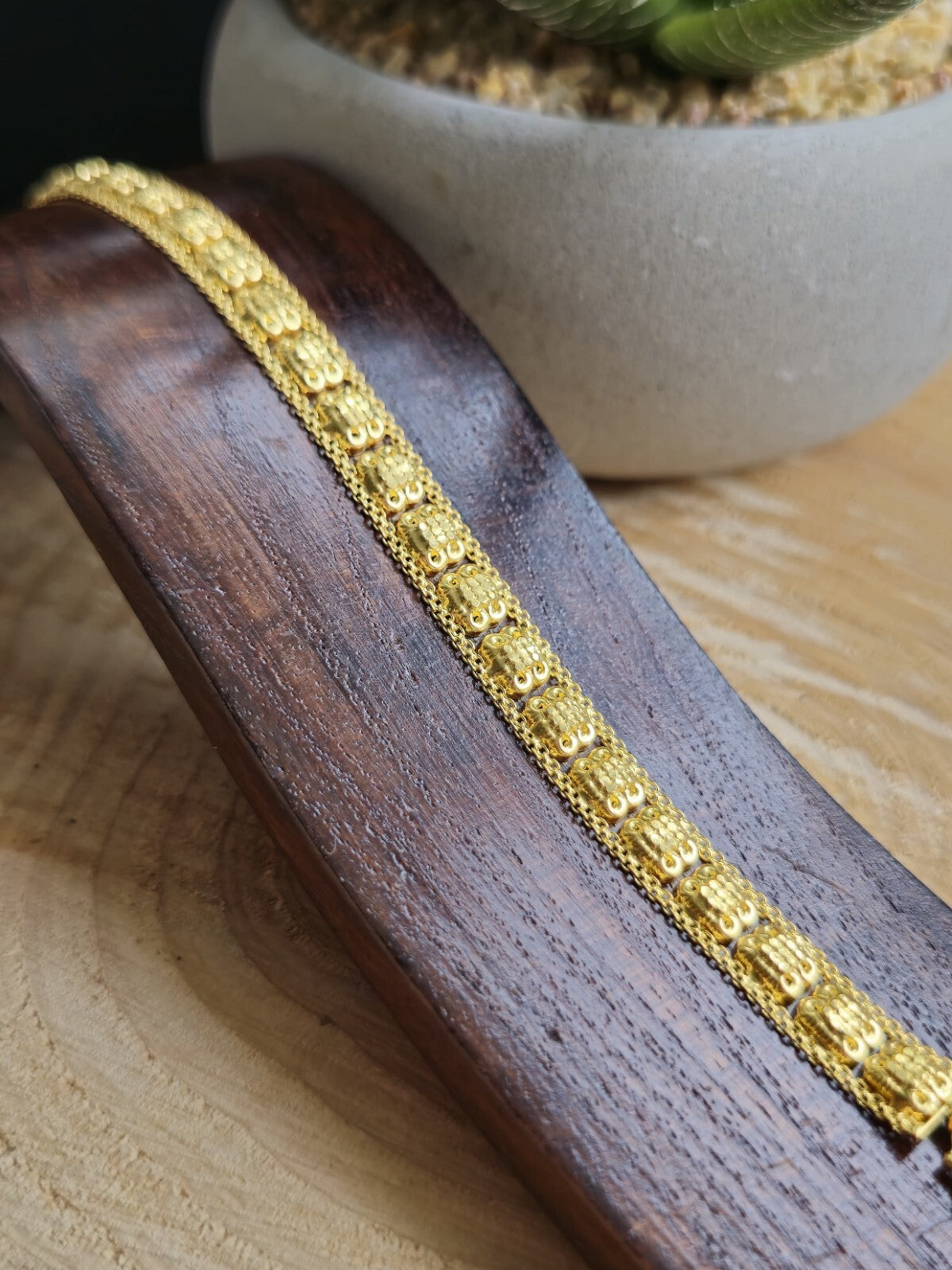 Solid 22ct Yellow Gold Fancy Chain BRACELET 7inch Hook Clasp HALLMARKED