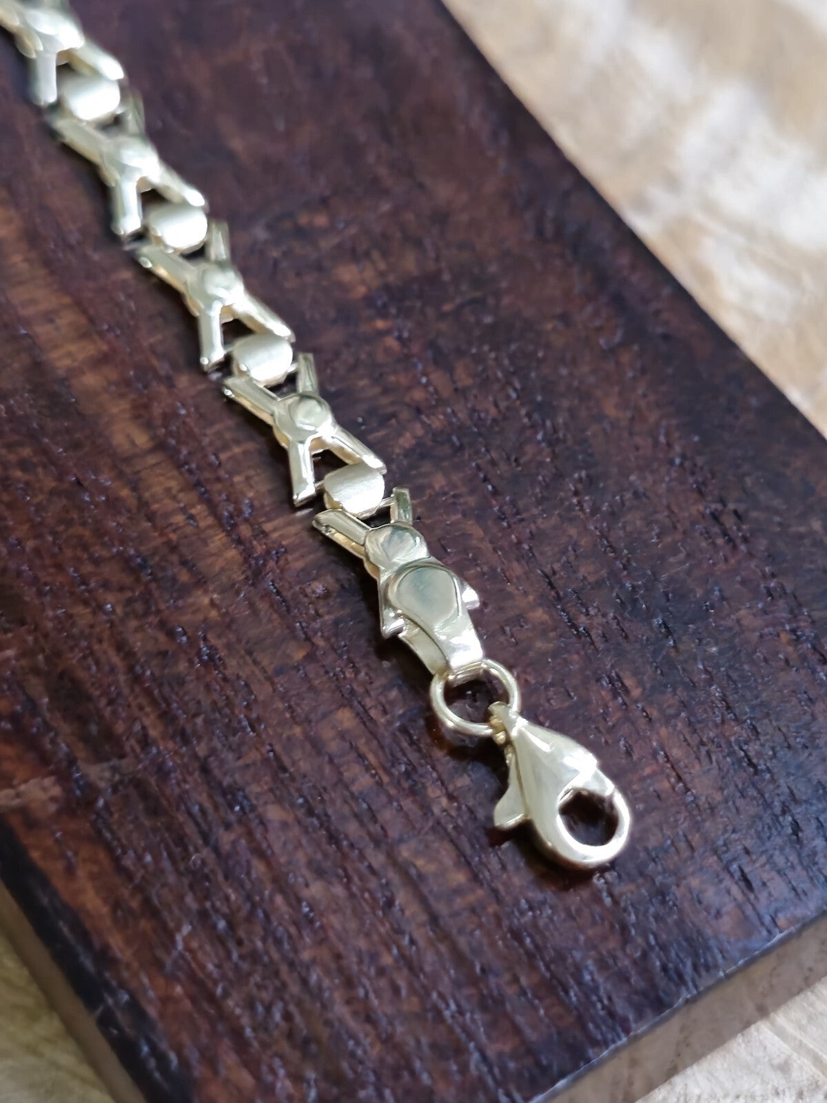 Lovely New Solid 9ct Yellow Gold Fancy BRACELET 7.5inch Hallmarked X design