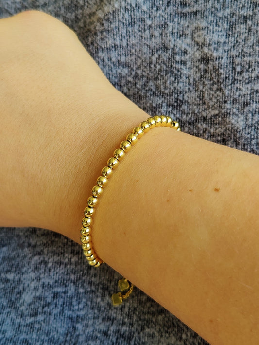 New Solid 9ct Yellow Gold Bracelet Ball Beaded Expandable Balls 4mm 4.9g