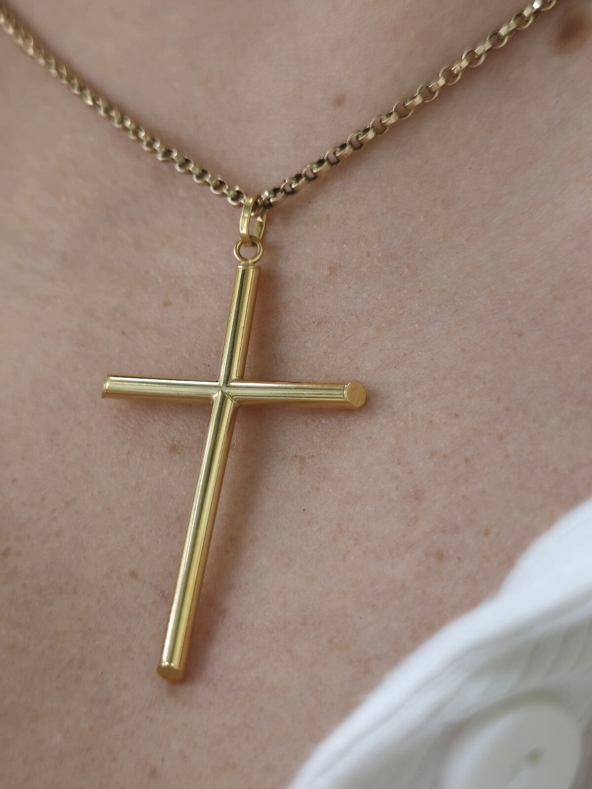 New Solid 9ct Yellow Gold Plain Cross Simple Pendant 55mm x 30mm Hallmarked