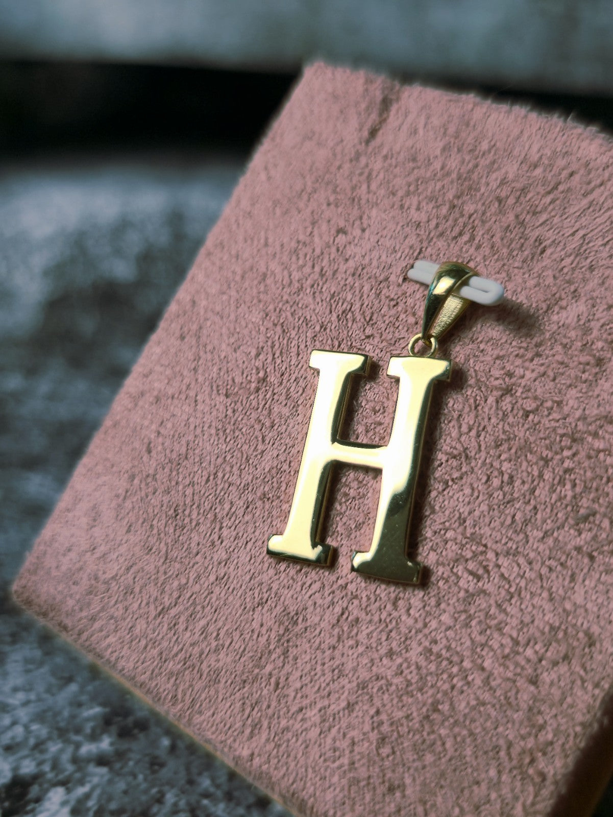New Solid 9K Yellow Gold Initial Letter H Pendant Personalised 37mm Hallmarked