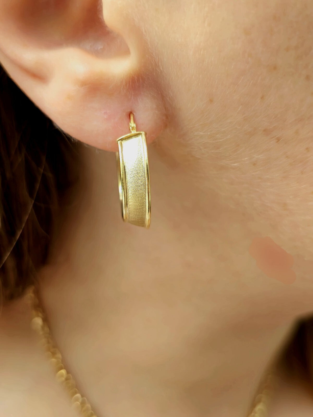 Lovely New 9ct Solid Yellow Gold Hoop Earrings Hoops 27mm Matt Finish Hallmarked