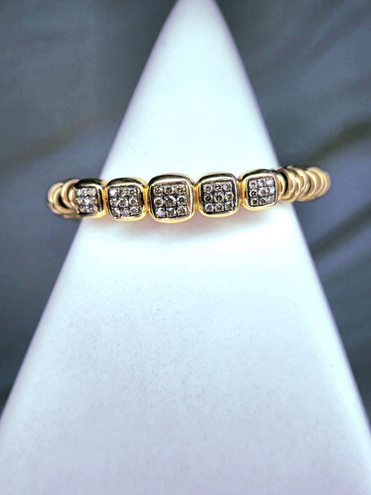 Solid 18k 750 Rose Gold Diamond Bracelet Heavy Gold Links Circles Expandable