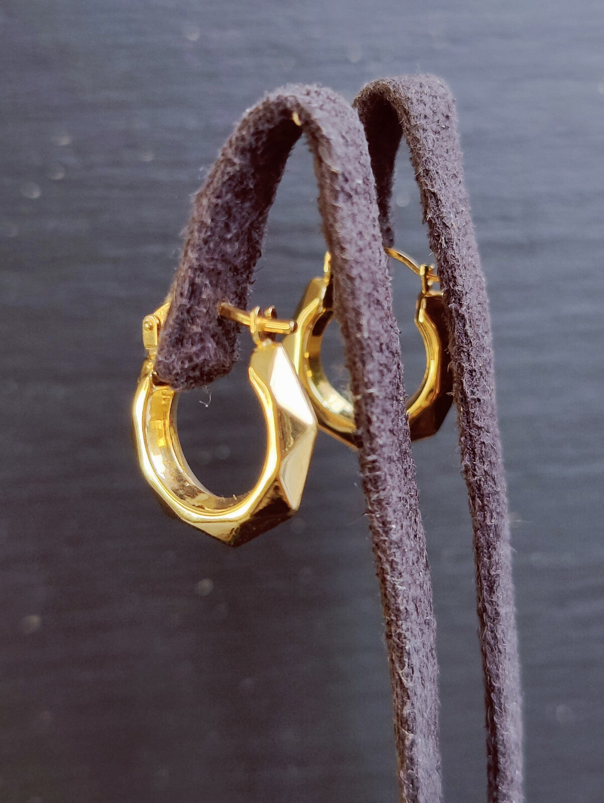 NEW Solid 9ct Yellow Gold Creole Hoop Earrings 15mm Sleepers Diamond cut