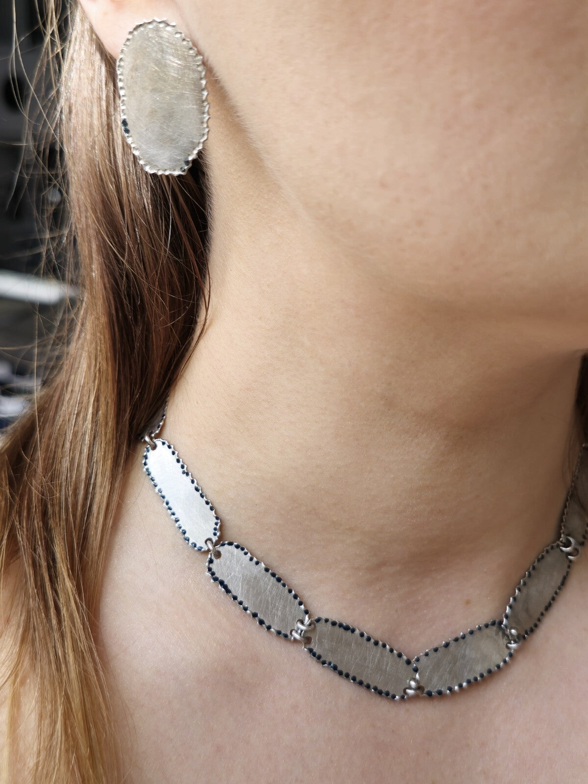 18ct White Gold Jewellery Set of Necklace and Earrings Heavy and Solid Handmade