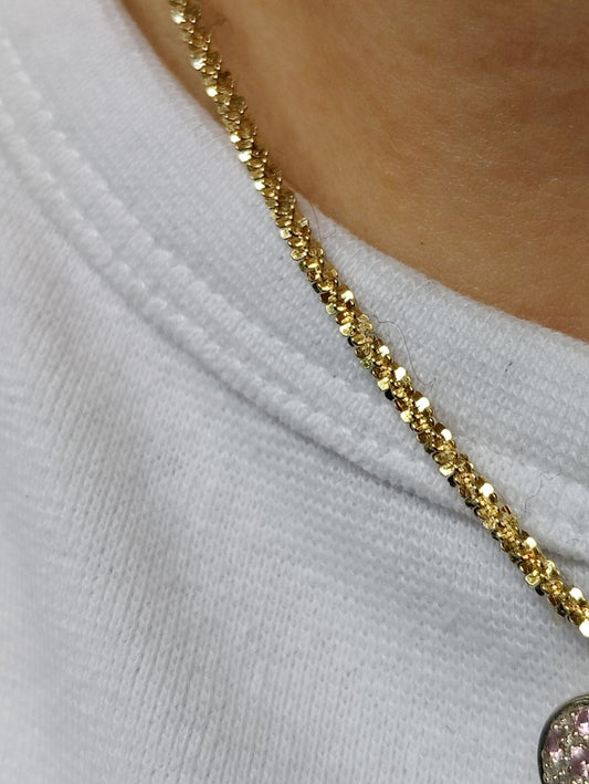 Lovely 925 Sterling Silver 18ct Yellow Gold Plated Fancy Chain 18inch long