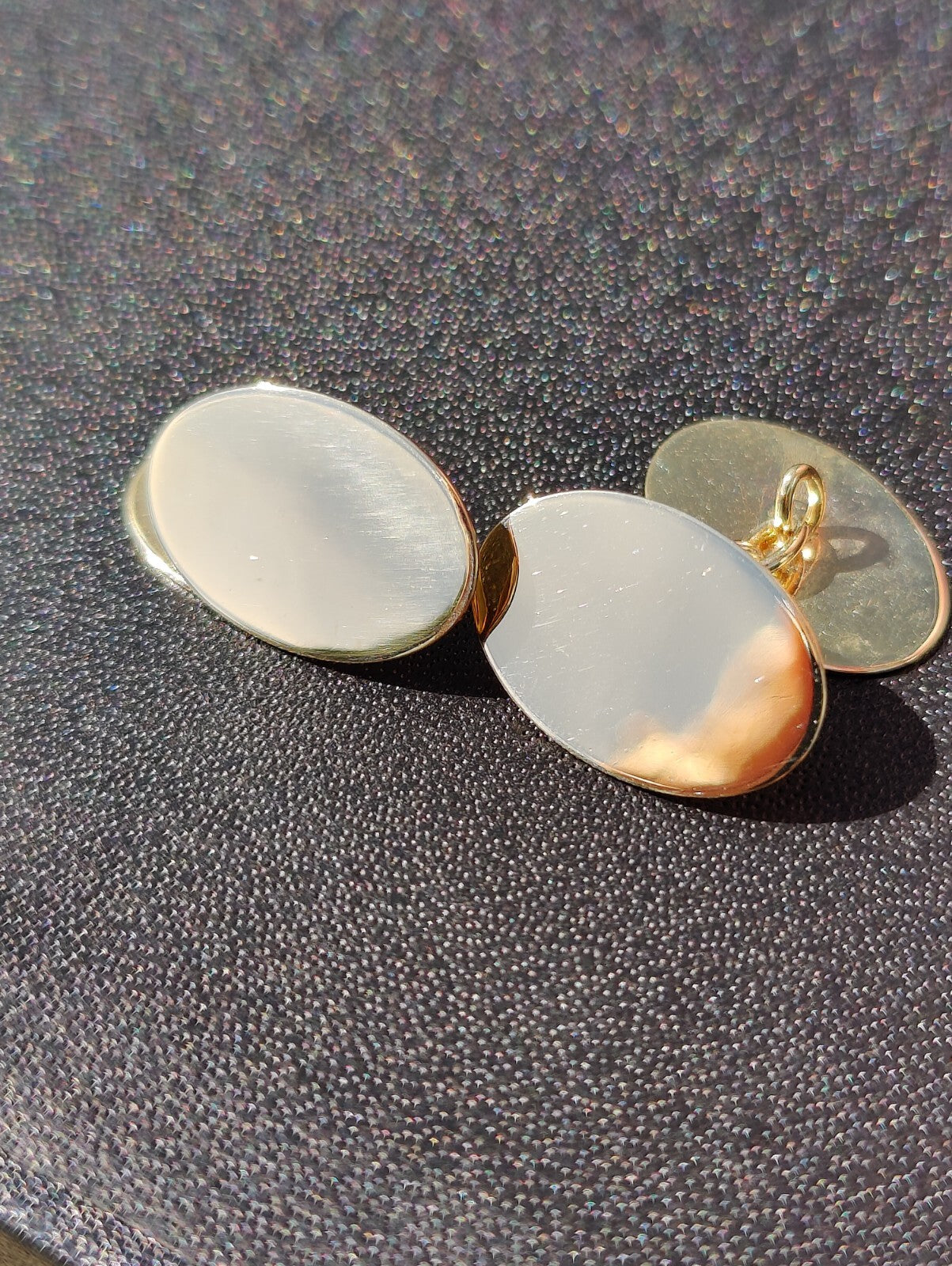 Vintage 9ct Solid Yellow Gold Classic Oval Cufflinks Engraved G.Z 4.75gram Chain