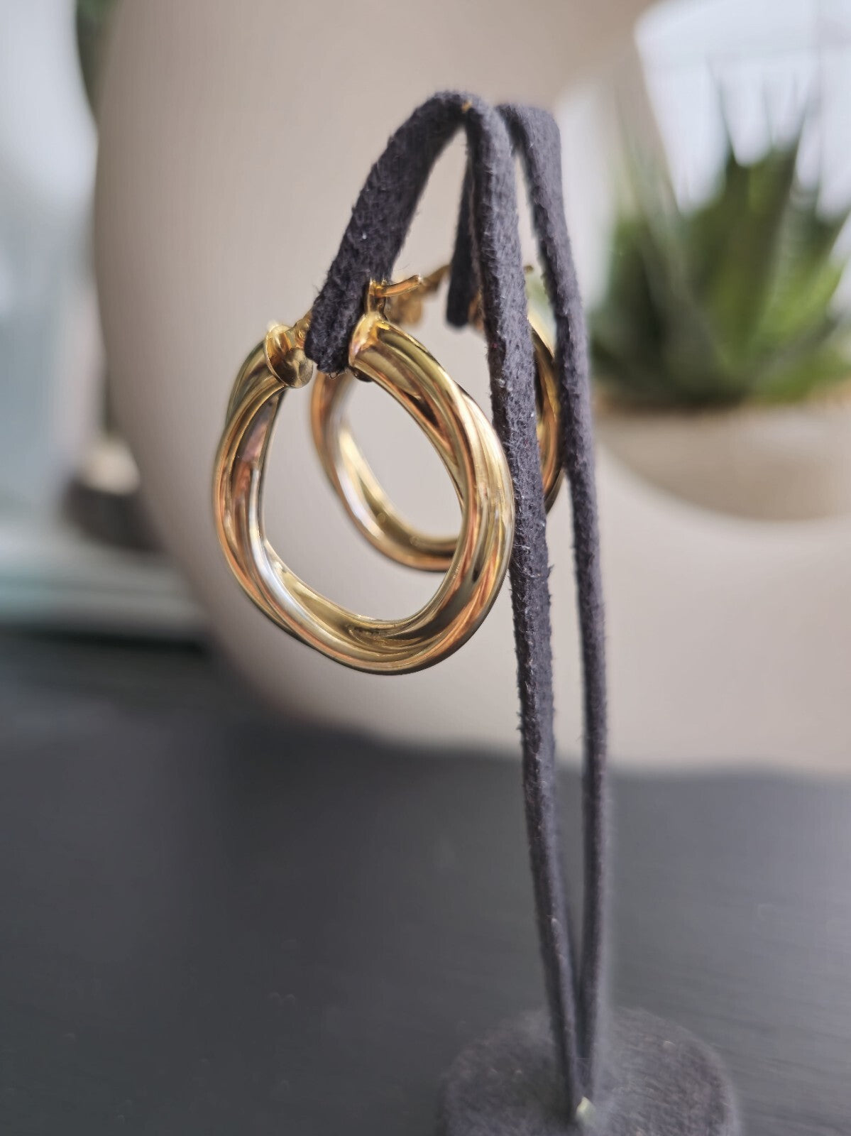 9ct Solid Yellow Gold Twisted Hoop Earrings Creole Hoops 28mm 4.5g Hallmarked