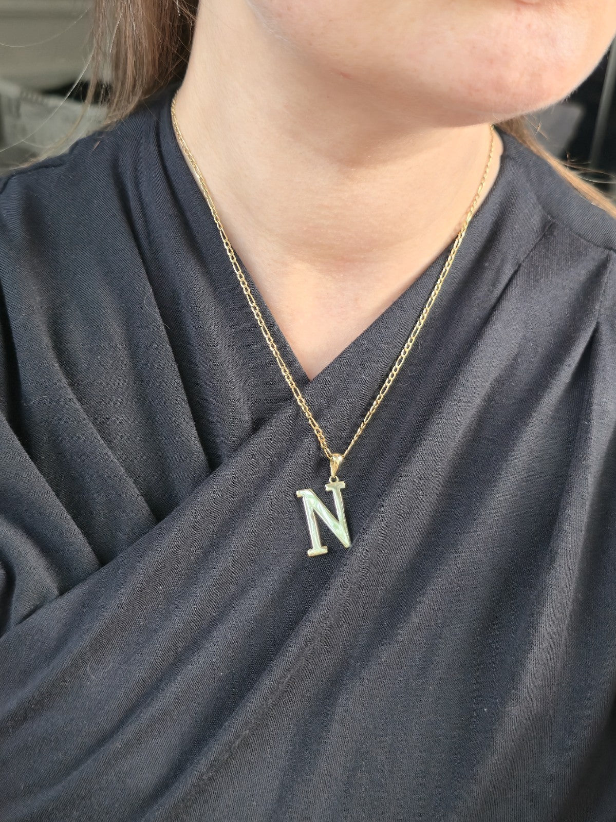 New Solid 9K Yellow Gold Initial Letter N Pendant Personalised 33mm Hallmarked