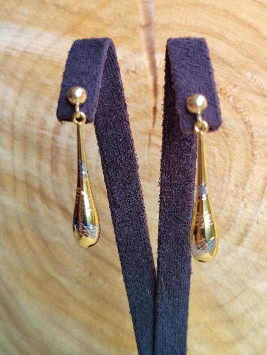 NEW 9ct Yellow/White Gold Solid Drop Dangling Earrings Studs Hallmarked