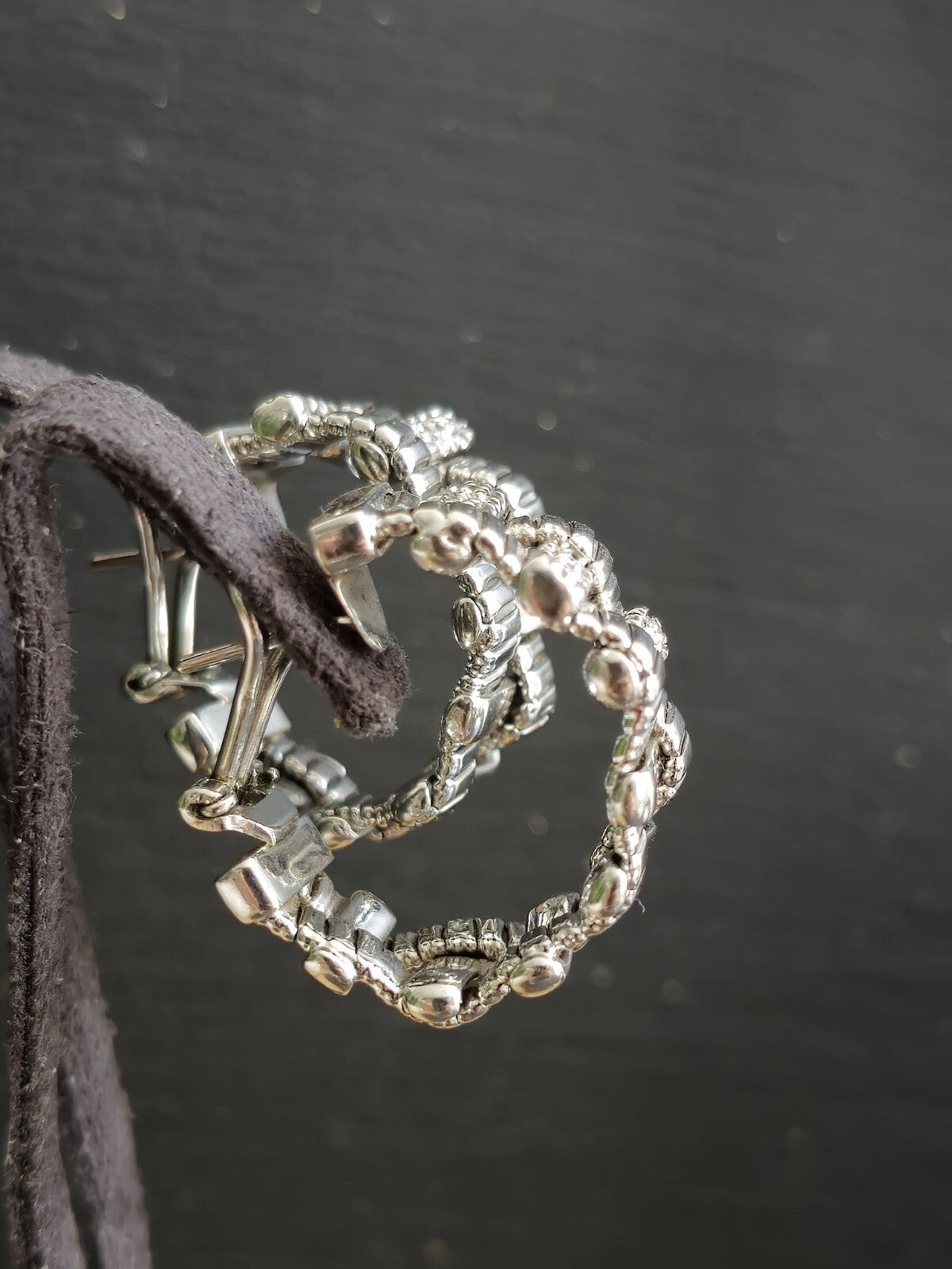 Solid 18k White Gold Jewellery Set of Diamond Bracelet and Earrings Heavy Hoops