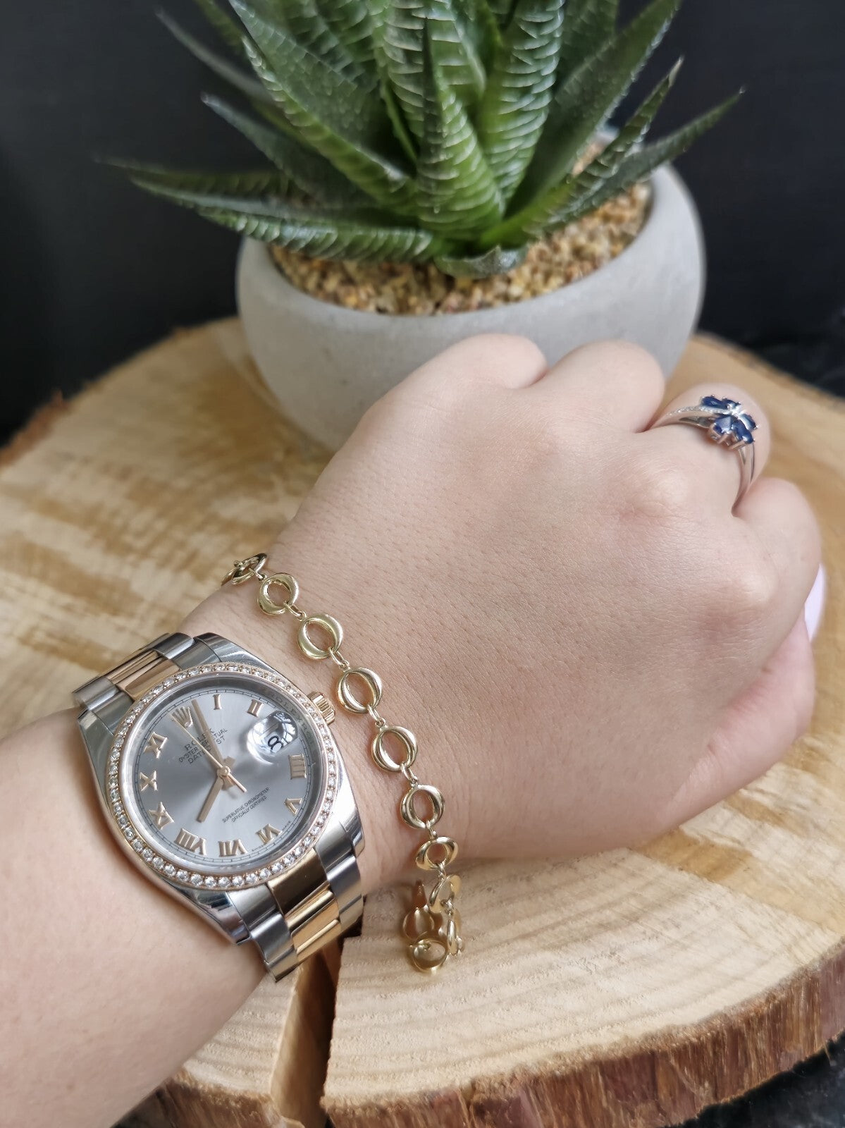 New Solid 9ct Yellow Circles Gold Chain BRACELET 7.5inch Hallmarked Lovely