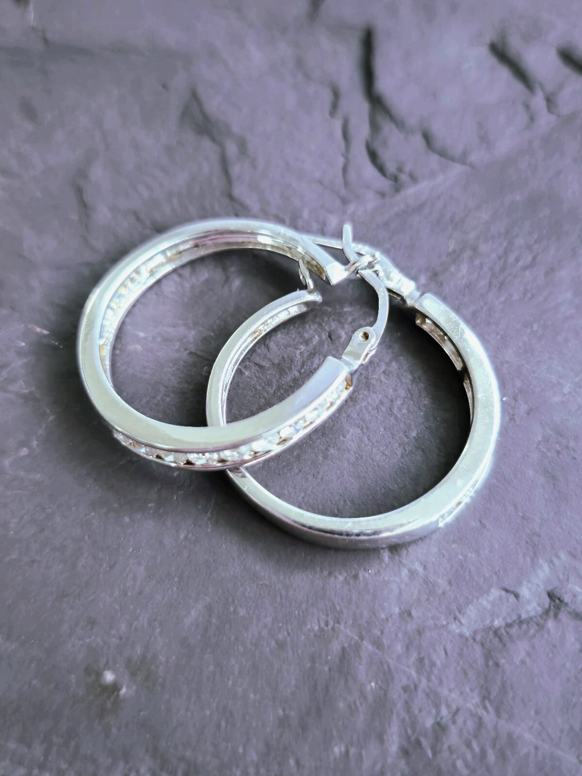 9K White Gold Hoop Diamond Earrings 0.50ct 25mm Diameter 6.20g Hallmarked Hoops
