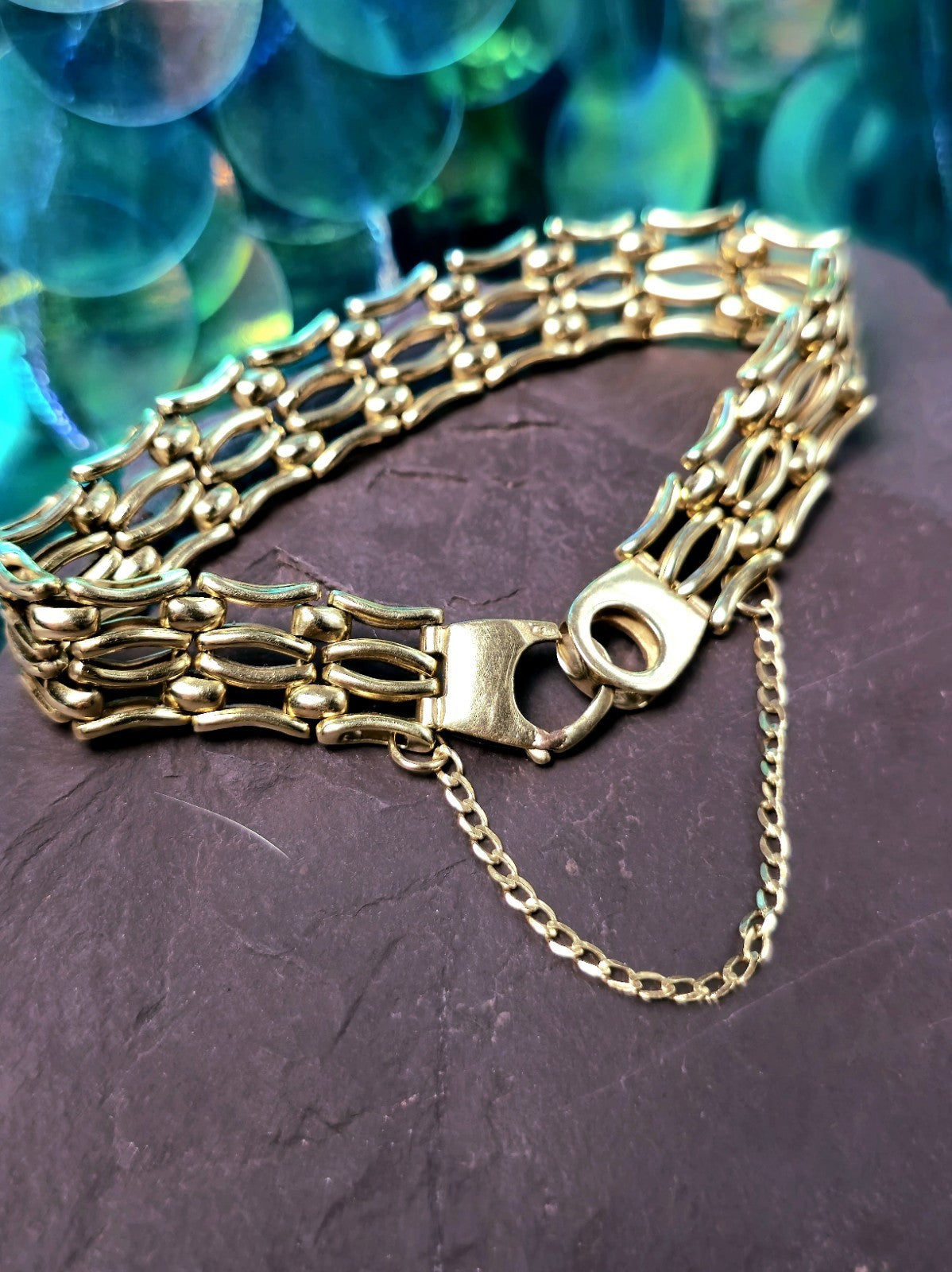 Solid 9ct Yellow Gold Gate Mesh Bracelet Heavy Chunky 20grams Unisex 12mm Wide