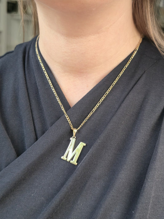 New 9K Yellow Gold Initial M Pendant Personalised 36mm Long Big Loop Hallmarked