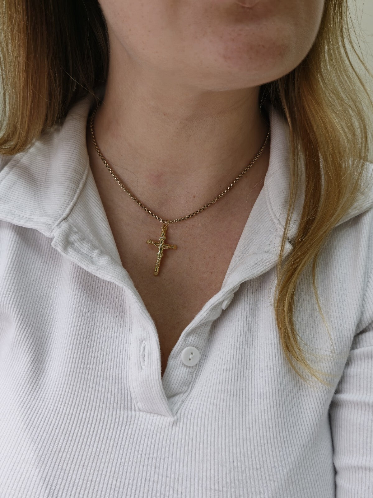 New Solid 9ct Yellow Gold Cross with Jesus Pendant 40mm x 20mm Hallmarked