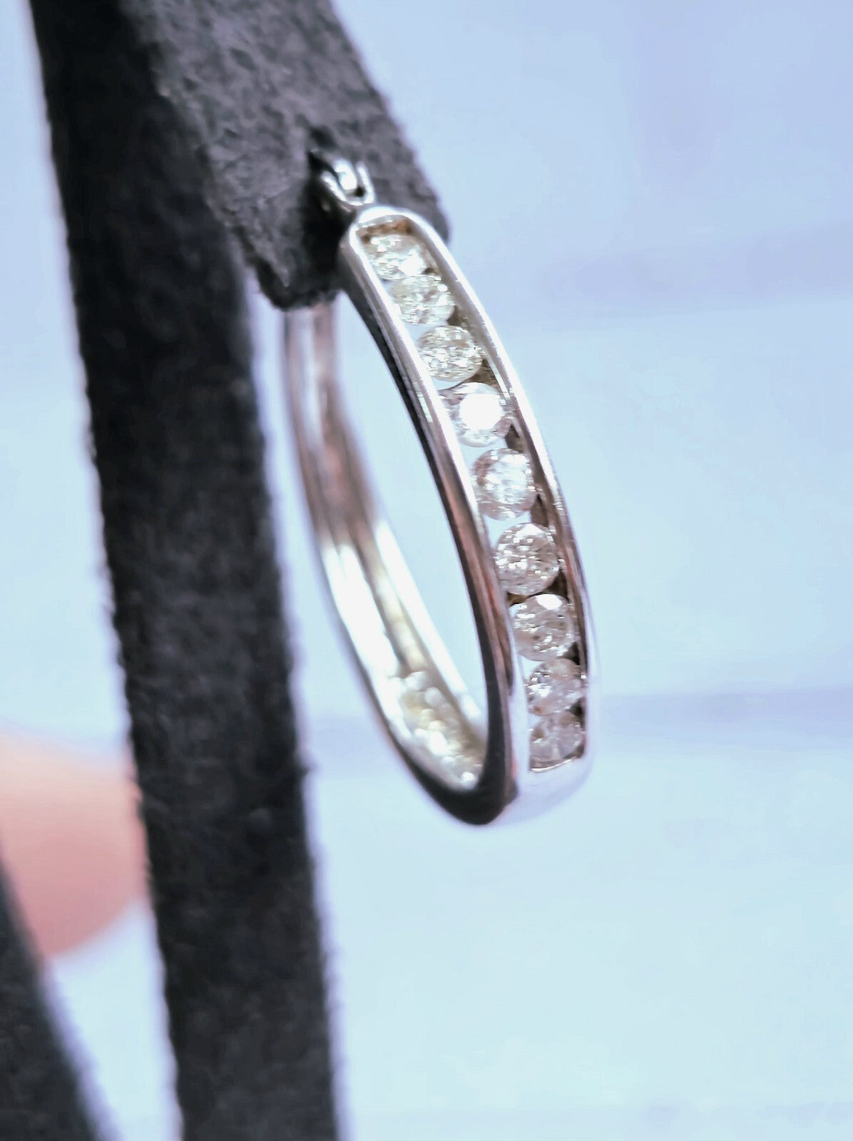 9K White Gold Hoop Diamond Earrings 0.50ct 25mm Diameter 6.20g Hallmarked Hoops